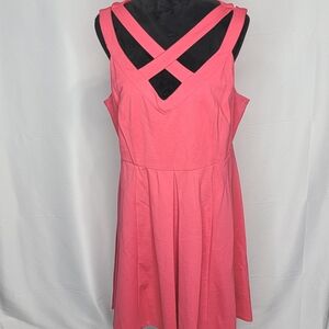 TORRID Coral Pink Strappy Ponte Knit Skater‎ Dress Size 14